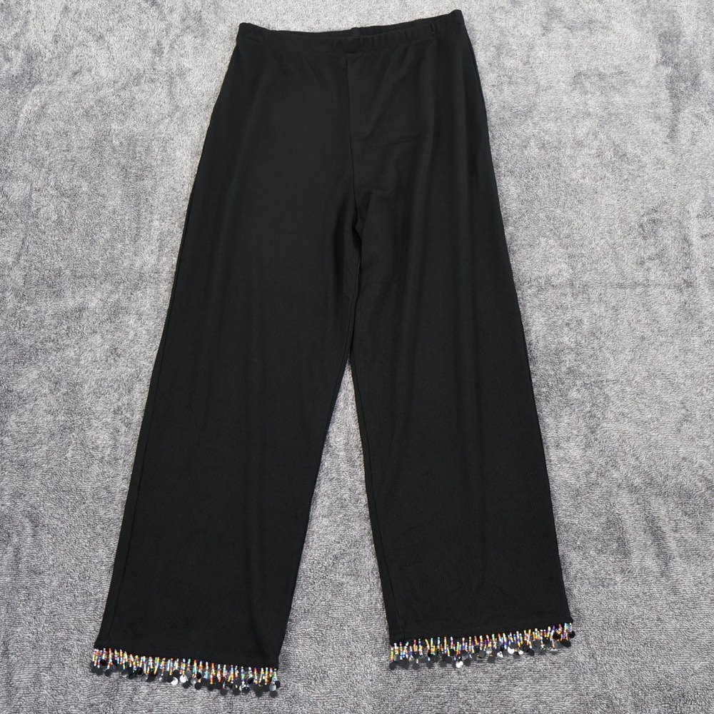 Vintage Ronni Nicole by Ouida Top & Pant Set Womens L Black Beaded Embellished - Picture 9 of 16